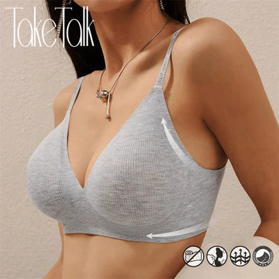 Women Sexy Seamless Bras Deep V Neck Bralette Sexy Lingerie Letter Strap Tops Push Up Underwear Wireless Brassiere for Female