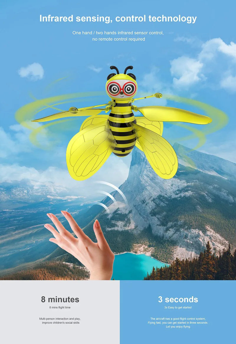 Little Bee Flying Vehicle Aircraft Gesture Sensing  Vehicle Flying Helicopter Lights Children's Toys Birthday Gift Christmas