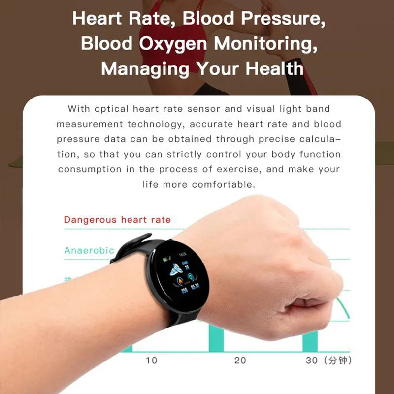 D18 Smart Watch Men Blood Pressure Waterproof Smartwatch Women Heart Rate Monitor Fitness Tracker Watchs Sport For Android IOS