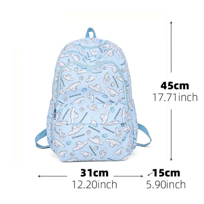 Cinnamoroll Series Backpack Set, Cartoon Anime Schoolbag, Casual Large Capacity Daypack, Student Kids Travel Commute Knapsack