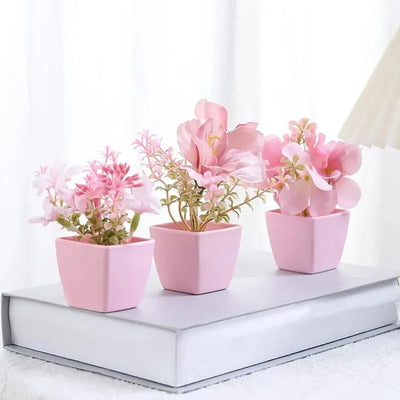 2024 Artificial Flower Potted Plant, Used Year-Round For Home, Bedroom, Study, Office Desktop Shelf Decoration