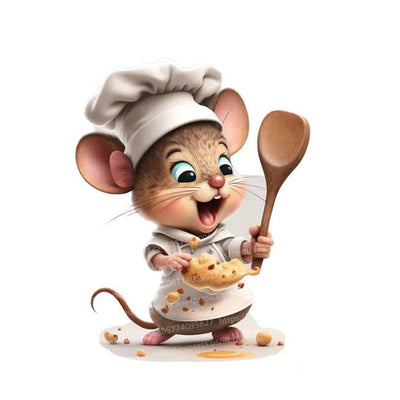 Creative Cartoon Cute Chef Mouse Self-Adhesive Wall Stickers Bedroom Living Room Corner Staircase Home Decoration Sticker M765