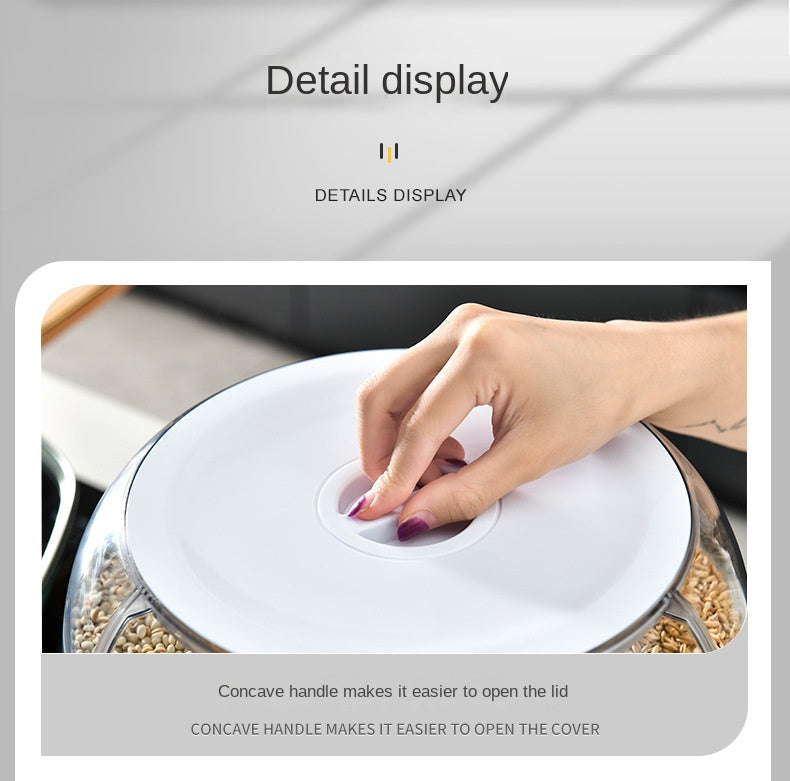 موزع أرز دوار 360 درجة، دلو حبوب الحبوب الجافة المحكم الغلق، صندوق تخزين طعام المطبخ المقاوم للرطوبة