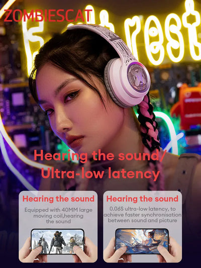 Choice ZOMBIESCAT S1 Wireless Bluetooth Headset 40mm Large Dynamic Coil Heavy Bass Earbuds Active Noise Cancellation HiFi Sound