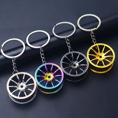 Creative Turbo Hub Keychain Classic Mini Meatl Auto Parts Pendant Key Ring Men Car Key Holder Gifts