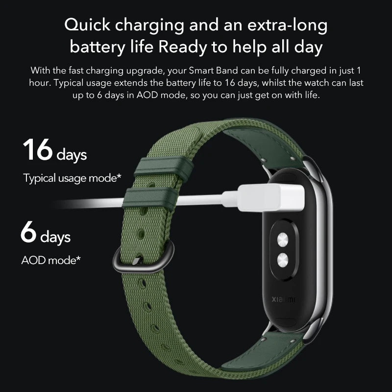 Global Version Xiaomi Band 8 1.62'' AMOLED Ultra Long Battery Life 16 Days Smart Bracelet 150+ Sport Modes  Smart band