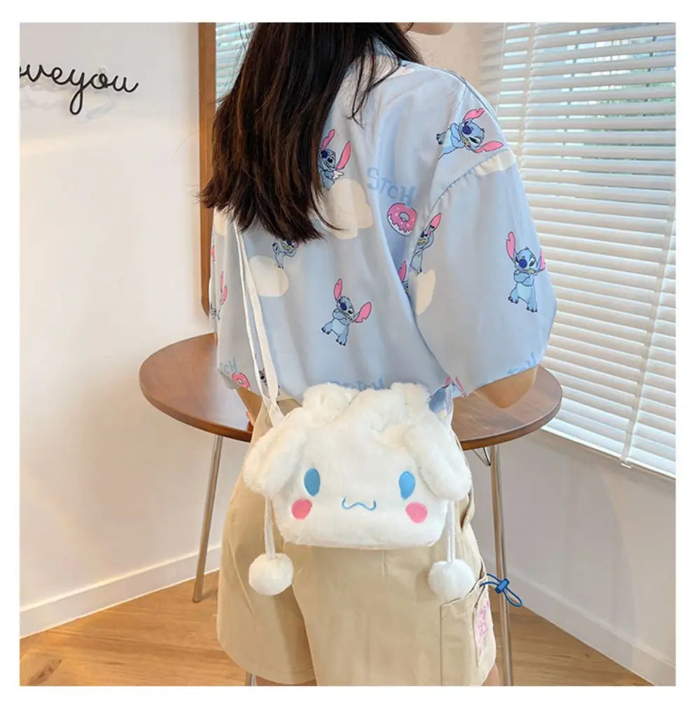 Sanrio  Bag Kawaii Cinnamoroll Handbag Tote Plushie Shoulder Messenger Bags Kuromi Hello Kitty Stuffed Makeup Backpack Gift