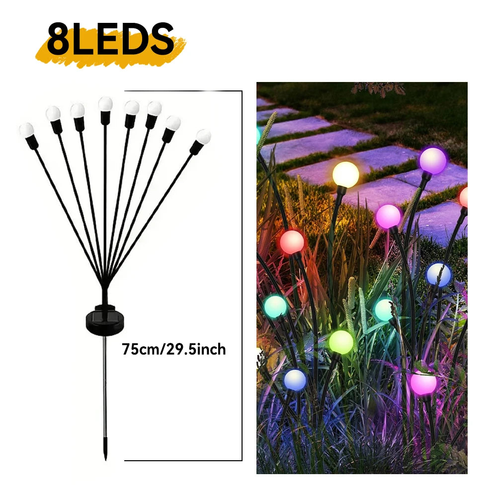 1pc 6/8/10LED Pack Solar Firefly Lights Upgraded Solar Garden Lights Outdoor Waterproof Solar Swaying Landscape Outdoor Lights