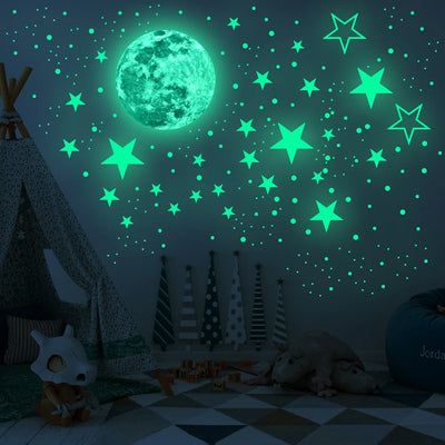 Luminous Moon Stars Wall Stickers for Kids Room Bedroom Decor Glow in The Dark Earth Wall Decals Noctilucent Stickers Home Decor