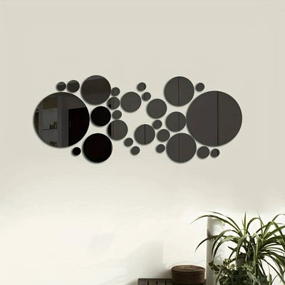 26 PCs 3D Acrylic Mirror Wall Stickers, Round Mirror, DIY Bedroom, Bathroom and TV Backroom Stickers Wall Decoration