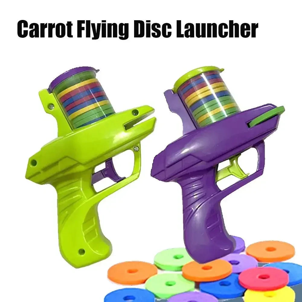 Mini Carrot Flying Disc Launcher Toy Gun Eva Battle Outdoor Multi Person Sports Soft Bullet Gun Safety Carrot Flying Saucer Gun