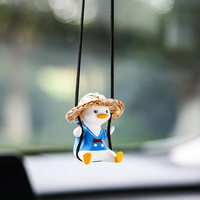 Adorable Duck Car Ornaments for Women, Tire Swing Interior Mirror Pendant