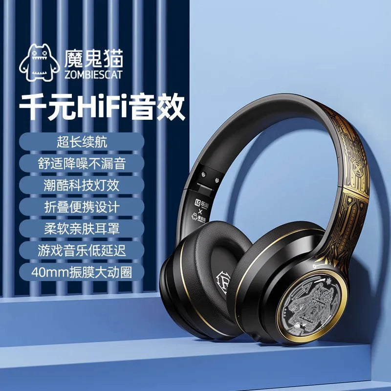 Choice ZOMBIESCAT S1 Wireless Bluetooth Headset 40mm Large Dynamic Coil Heavy Bass Earbuds Active Noise Cancellation HiFi Sound