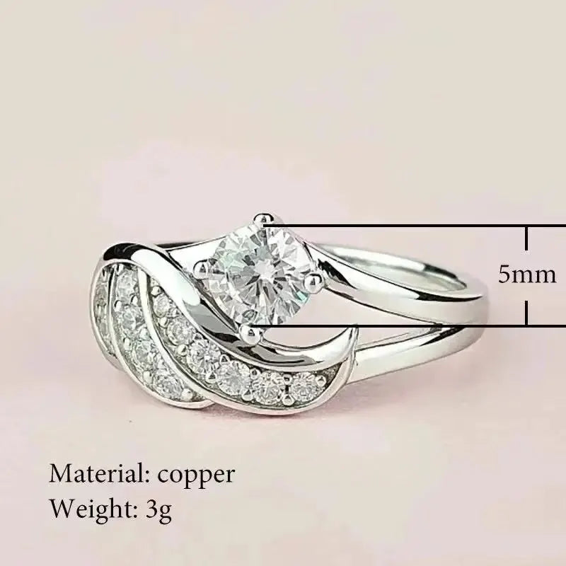 Classic Fashion Women Rings Metal Gold Color White Zircon Ring for Women Romantic Bride Girl Proposal Ring Wedding Jewelry Gift