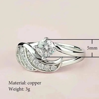 Classic Fashion Women Rings Metal Gold Color White Zircon Ring for Women Romantic Bride Girl Proposal Ring Wedding Jewelry Gift