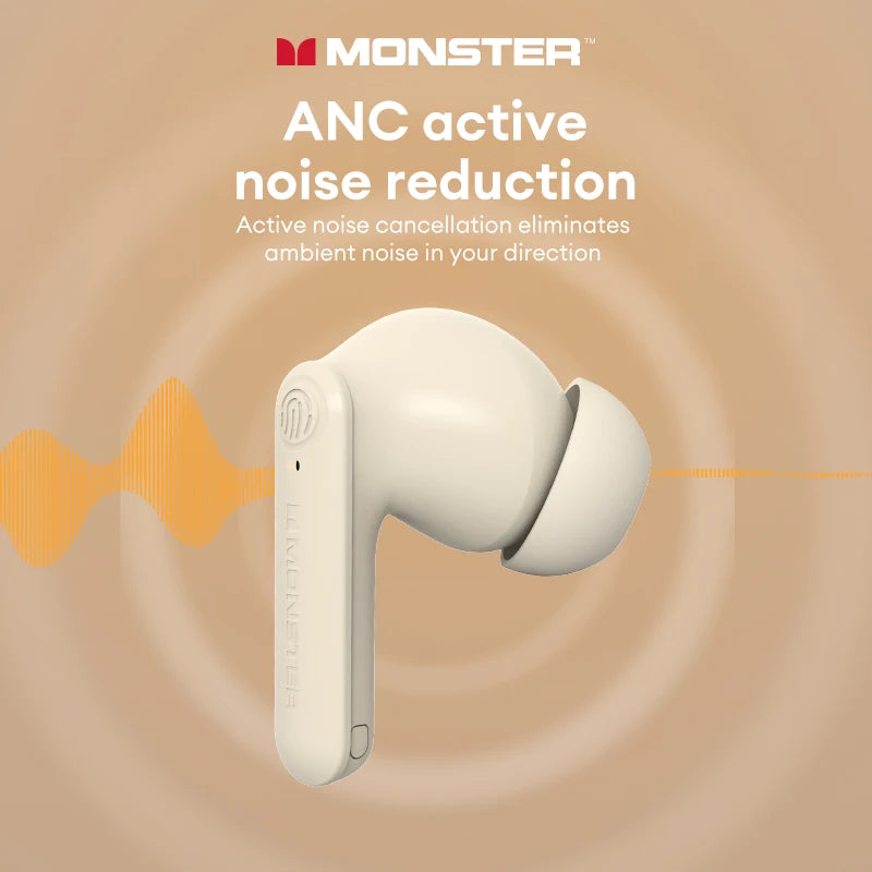 سماعة Monster XKT27 Bluetooth V5.4 ذات وضع الاستعداد الطويل وسماعات أذن HIFI Sound وذكية لتقليل الضوضاء ومكالمات عالية الدقة