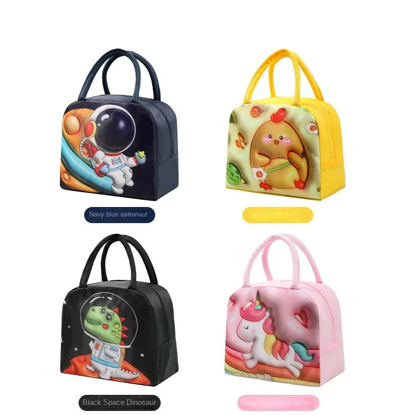 Cute Printed Cartoon Lunch Bag for Kids with Insulation and Preservation Function Bag Organizer Tote Bag with Zipper