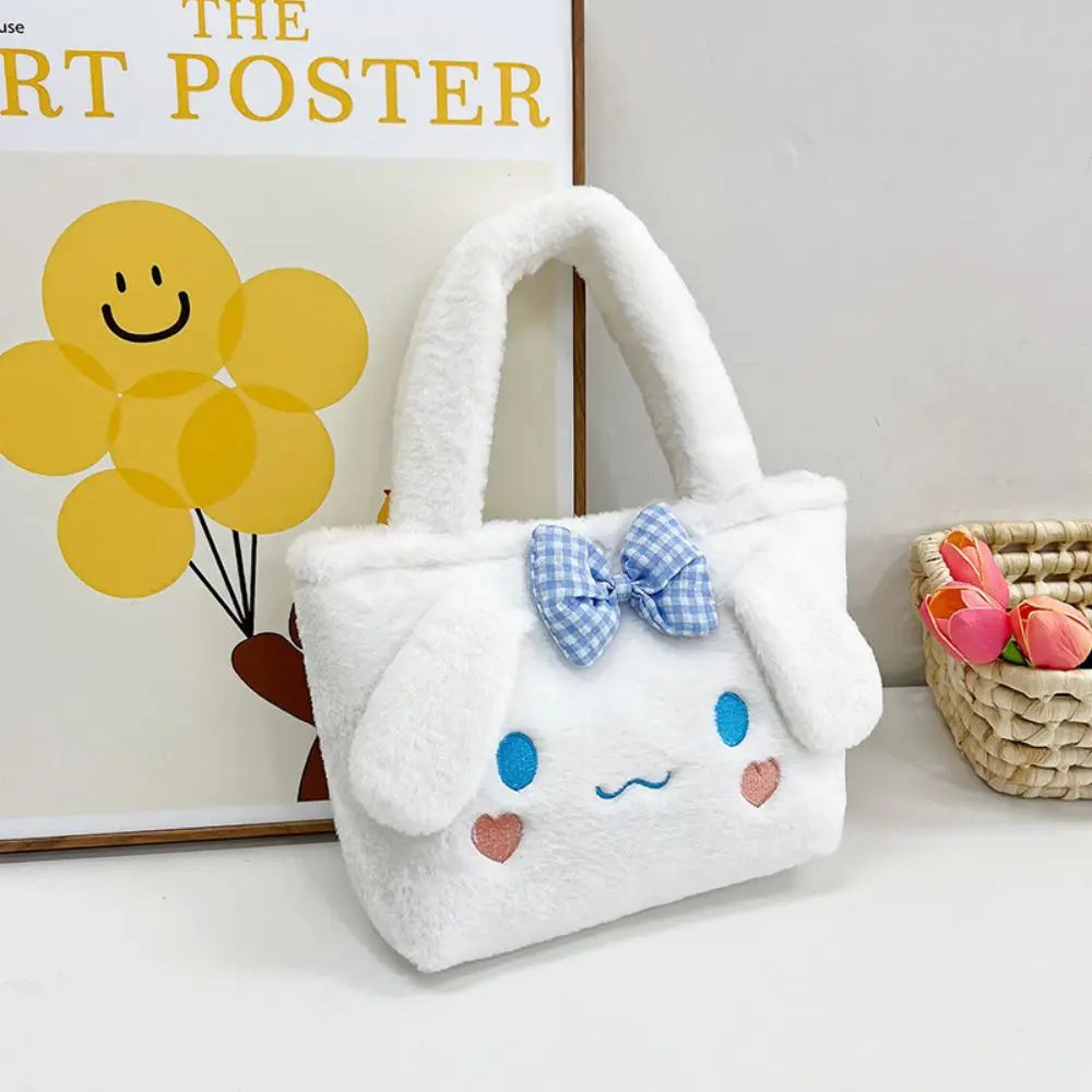 Sanrio Plush Bag Kawaii Kuromi Cinnamoroll Melody Cartoon Anime Handbag Crossbody Cosmetic Travel Storage Bags Women Girls Gifts