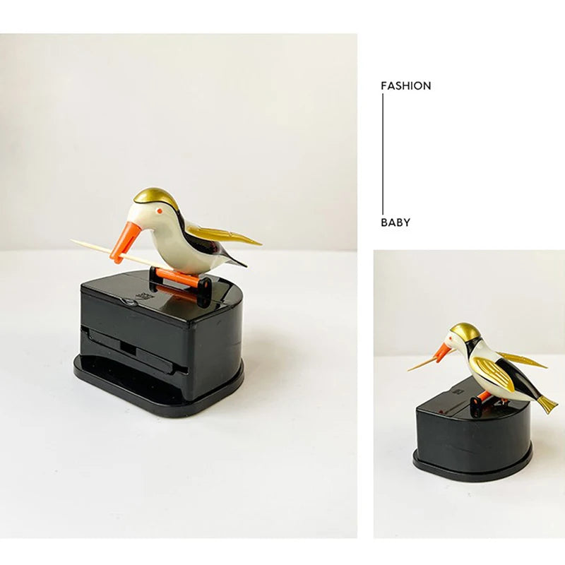 Creative Toothpick Holder Cartoon Small Bird Toothpick Container Press Toothpick Dispenser Storage Box Automatic Kitchen