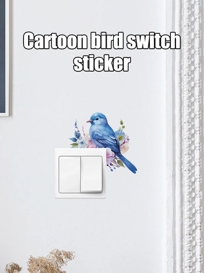 1PC Cartoon Bird Green Plant Flower Switch Paste Home Background Beautification Decorative Wall Stickers