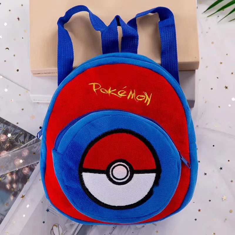 Anime Pokemon Pikachu Poke Ball Plush Backpack Kids Cartoon Plush Stuffed Backpack Storage Bags School Bag Kindergarten Gifts