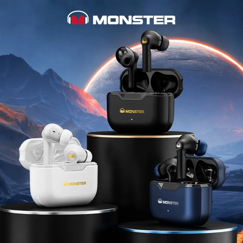 Original Monster XKT02 Bluetooth 5.1 Earphones TWS Wireless Headphones HIFI Sports Earbuds Gaming Noise Reduction Headset New