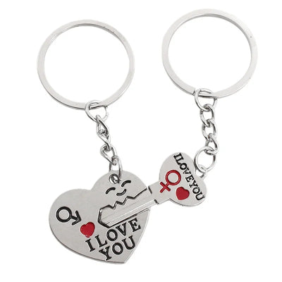 Hot Sale Zinc Alloy Silver Plated Lovers Gift Wedding Favors Couple My Heart Keychain Fashion Keyring Key Fob Creative Key Chain