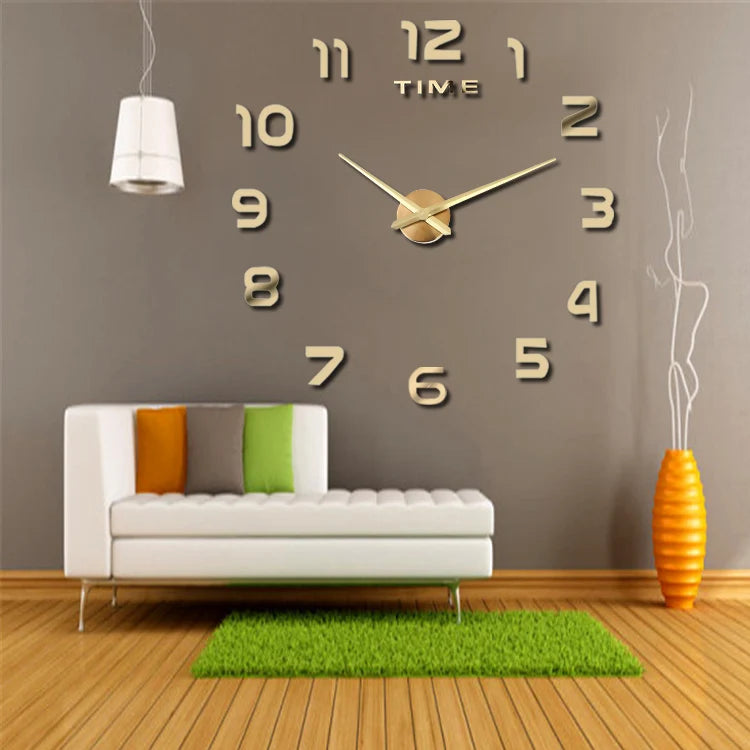 2023 Modern Design Large Wall Clock 3D DIY Quartz Clocks Fashion Watches Acrylic Mirror Stickers Living Room Home Decor Horloge