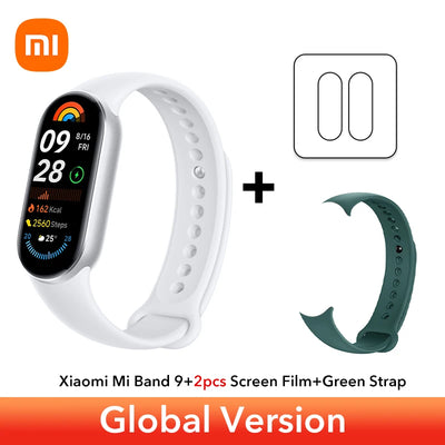 إصدار عالمي سريع الشحن من Xiaomi Smart Band 9 مقاس 1.62 بوصة AMOLED 150+ وضع رياضي عمر بطارية 21 يومًا * مراقبة النوم SpO2 * سوار