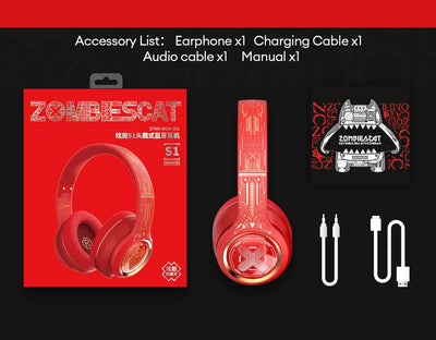 Choice ZOMBIESCAT S1 Wireless Bluetooth Headset 40mm Large Dynamic Coil Heavy Bass Earbuds Active Noise Cancellation HiFi Sound