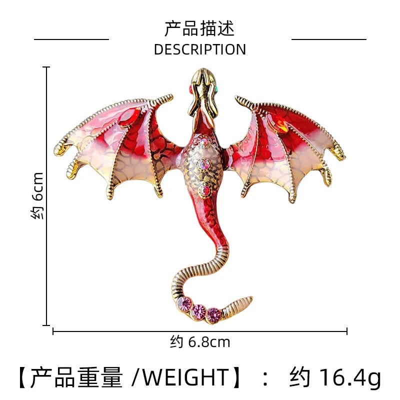 2024 Europe and the United States Explosive Enameled Dragon Brooch Manufacturers Custom Diamond-encrusted Animal Pins Cross-bord