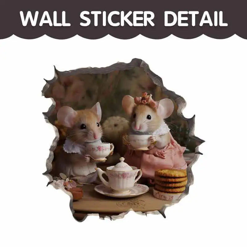 M420 Cartoon Cute Little Mouse Hole Wall Stickers Creative Bedroom Bathroom Cute Decals Scratch-Proof Suitcase House Decoration