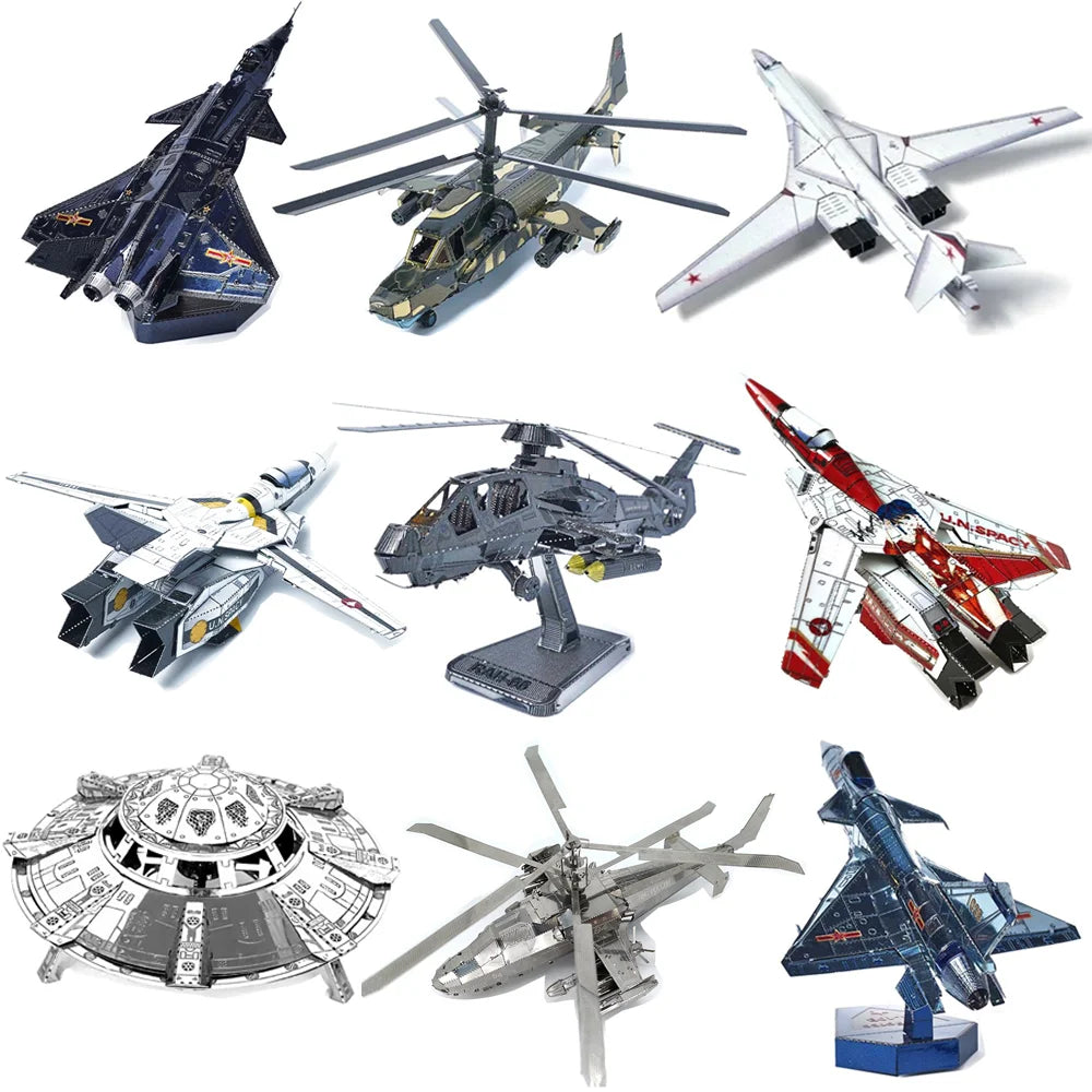 3D Metal Puzzle Air Force J-20 J-10B Fighter KA-50 RAH-66 VF-1S DIY Handmade Assembly Model Jigsaw Puzzle Toys For Adult Kids