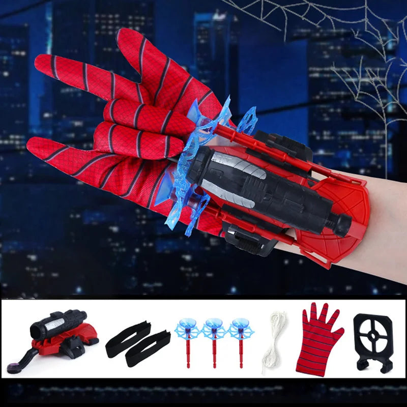 Superhero Launcher with Silk Glove Spiders Web Wrist Set Shooters Toy Anime Figures Cosplay Props for Children Kids Toys Gifts