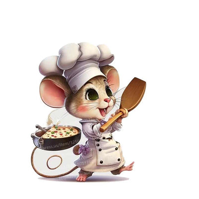 Creative Cartoon Cute Chef Mouse Self-Adhesive Wall Stickers Bedroom Living Room Corner Staircase Home Decoration Sticker M765