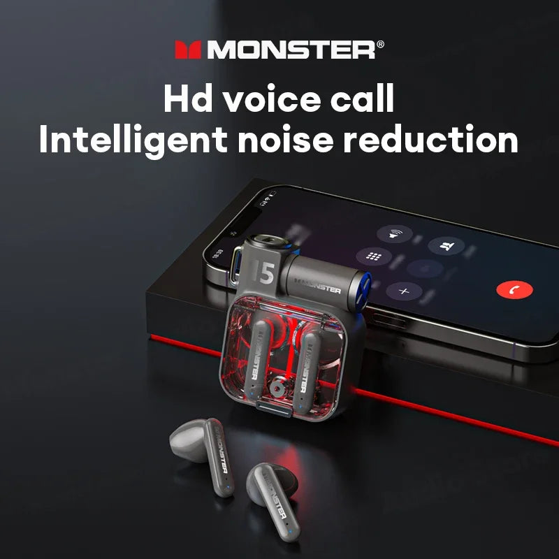 Original Monster XKT15 Bluetooth V5.3 Headphones Wireless HIFI Sound Earphones Long Standby Low Latency Gaming Headset