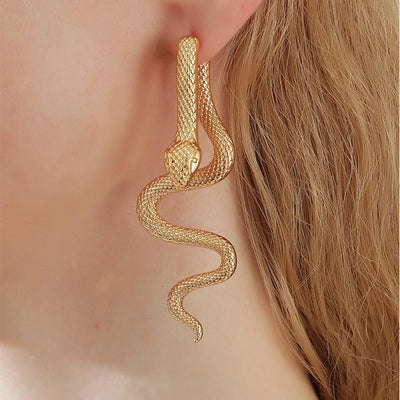 Exaggerated Snake Shape Drop Earrings Gold And Silver-Color Jewelry For Woman Irregular Earrings Party Gift Trendy Style