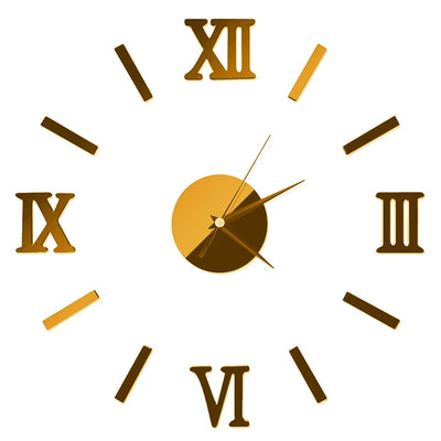 Roman Numerals Frameless Large Acrylic Mirror Surface 3D DIY Wall Clock Home Living Room Office School Wall Decor Clock Sticker