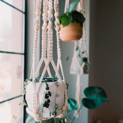 Hanging Plant Handmade Macrame Plant Hanger Flower Pot Planter Hanger Wall Decor Courtyard Garden Hanging Planter Hanging Basket