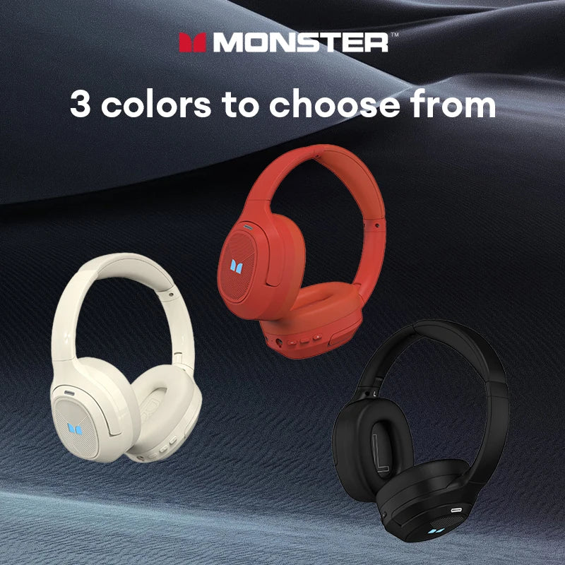 New Monster XKH02 Wireless Bluetooth 5.4 Gaming Headset 35H Long Battery Life Earpiece ANC Noise Cancellation Headphone With Mic