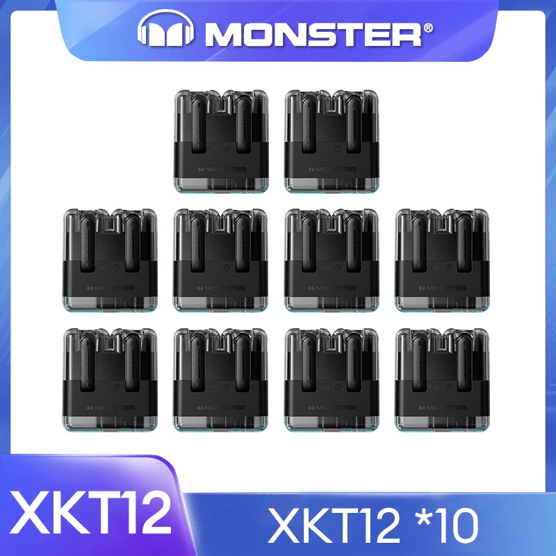 سماعات الألعاب الأصلية Monster XKT12 بتقنية البلوتوث 5.3 TWS وسماعات أذن لاسلكية بتقنية HIFI وسماعات أذن مضادة للضوضاء بسعة 300 مللي أمبير في الساعة