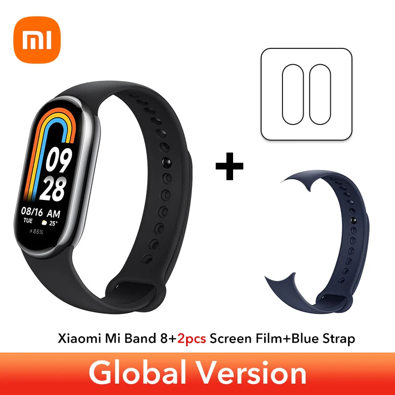 الإصدار العالمي من سوار Xiaomi Band 8 AMOLED مقاس 1.62 بوصة وعمر بطارية طويل للغاية يصل إلى 16 يومًا وسوار ذكي مزود بأكثر من 150 وضعًا رياضيًا