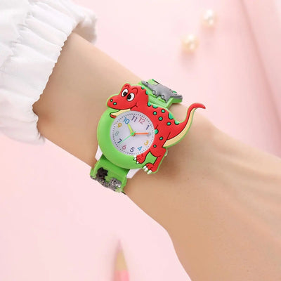 Cute cartoon 3D dinosaur Tyrannosaurus Rex silicone strap children's watch Kids Student Watch