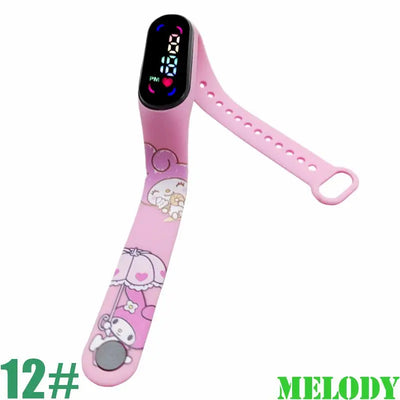 Anime Hello Kitty Kuromi Melody Digital Watch Cartoon Cute Kids Silicone LED Watch Child Birthday Gifts Christmas Party Favors