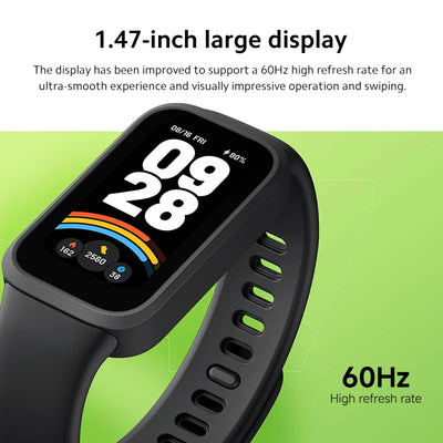 الإصدار العالمي من Xiaomi Smart Band 9 Active شاشة TFT مقاس 1.47 بوصة أكثر من 100 واجهة ساعة عمر بطارية يصل إلى 18 يومًا ومقاومة للماء حتى عمق 5ATM*