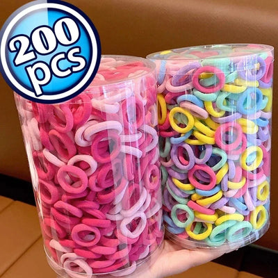 200PCS Women Girls Colorful Nylon Elastic Hair Bands Ponytail Hold Small Hair Tie Rubber Bands Scrunchie Hair Accessories