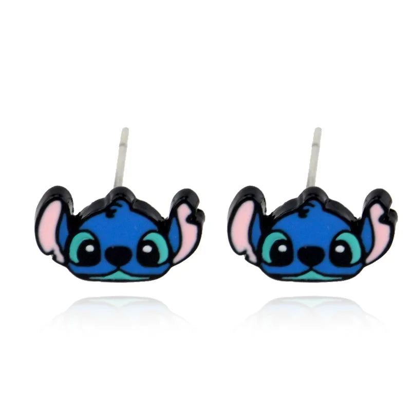 Disney Lilo & Stitch Necklace Stainless Steel Stitching Cute Figure Stitch Heart Pendant Neck Chain Lovers Jewelry