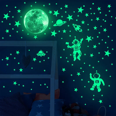 Luminous Moon Stars Wall Stickers for Kids Room Bedroom Decor Glow in The Dark Earth Wall Decals Noctilucent Stickers Home Decor