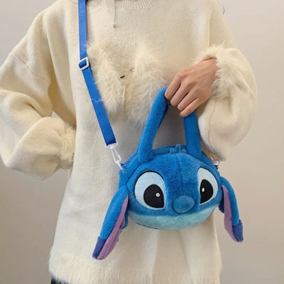 Disney New Lilo & Stitch Plush Toys Kawaii Plush Messenger Bag Girl Handbag Anime Stuffed Toys Children Cartoon Plushie Soft Bag