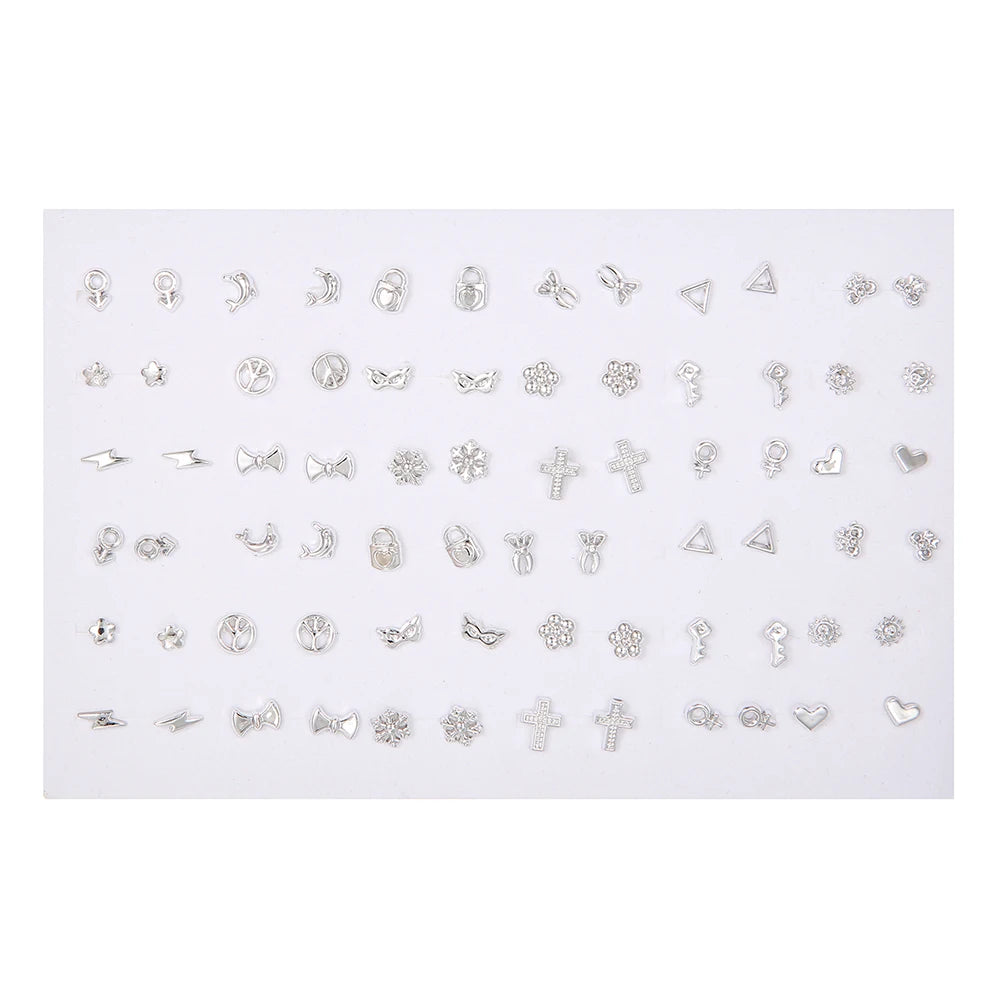 Fashion Geometric 36 Pairs/Lot Mixed Styles Small Stud Earrings For Women Lady Starfish Dolphins Moon Jewelry Party Gifts